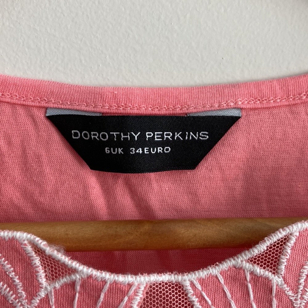 Dorothy Perkins, Pink Lace Flower Top, XS/2 - Picture 4 of 6